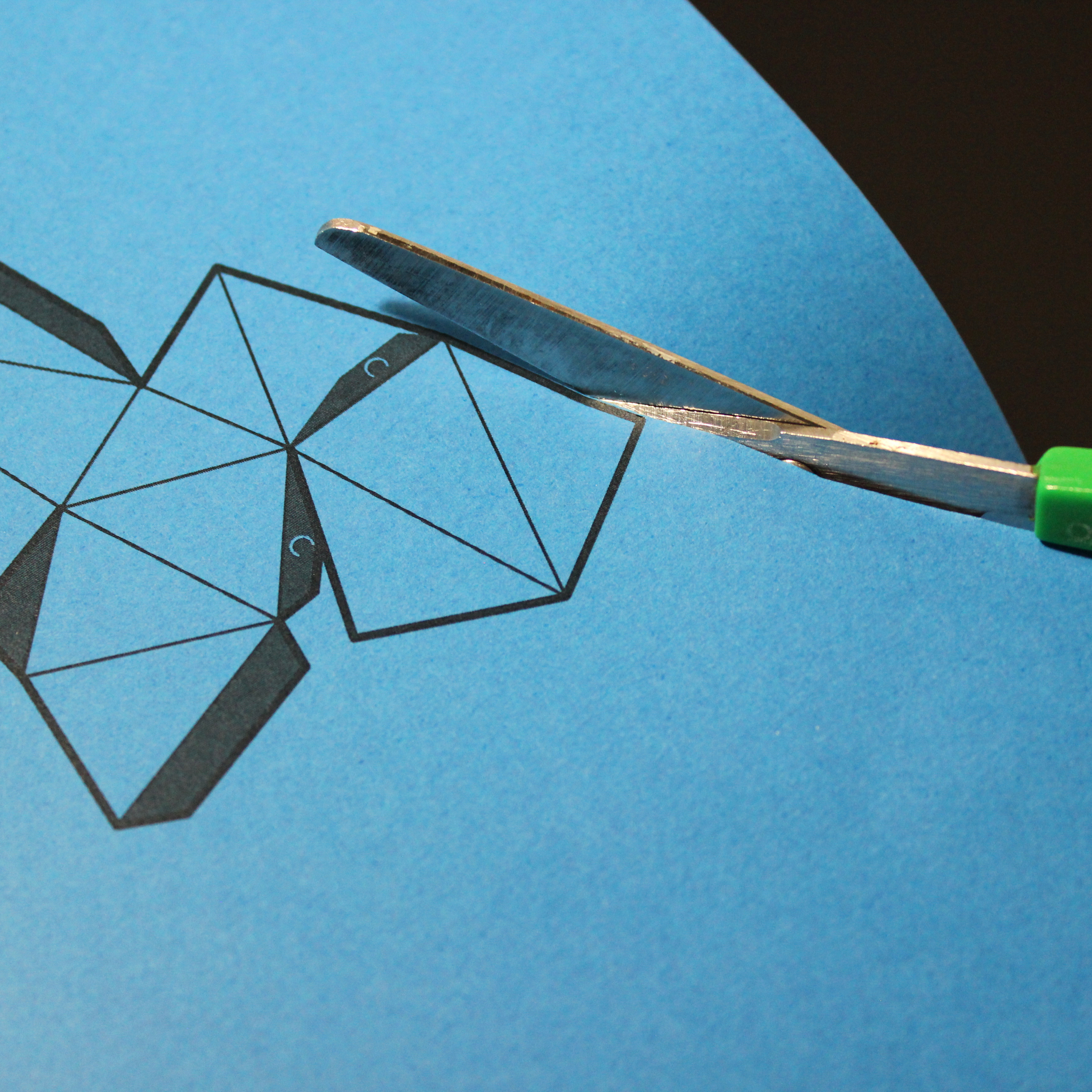 Detalle de como cortar el recortable de la gambusia. Ilustración del troquel.