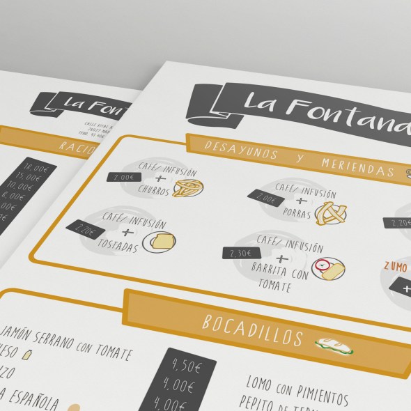 Diseño gráfico para menú bar La Fontana