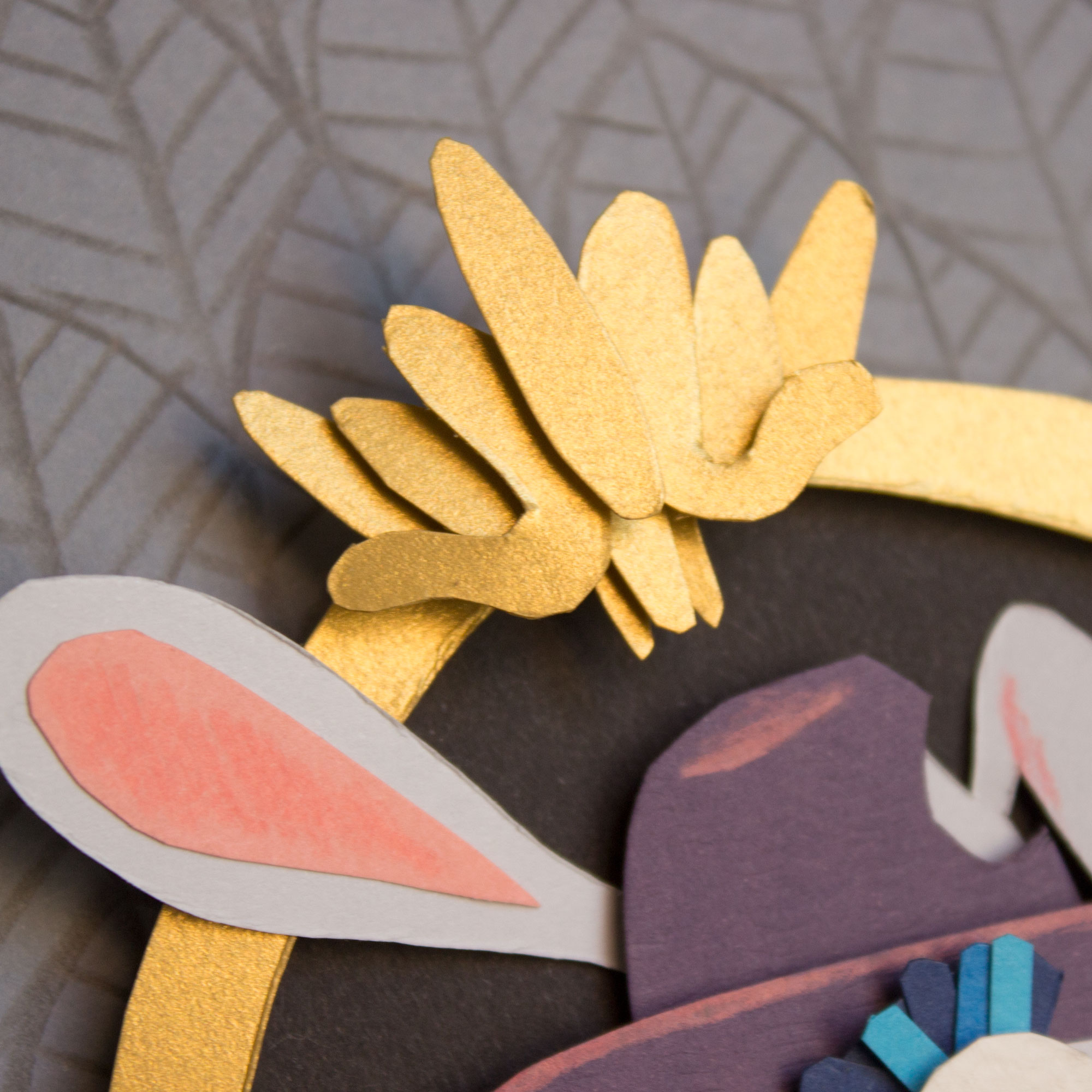 detalle de ilustración infantil realizado con la técnica del paper art