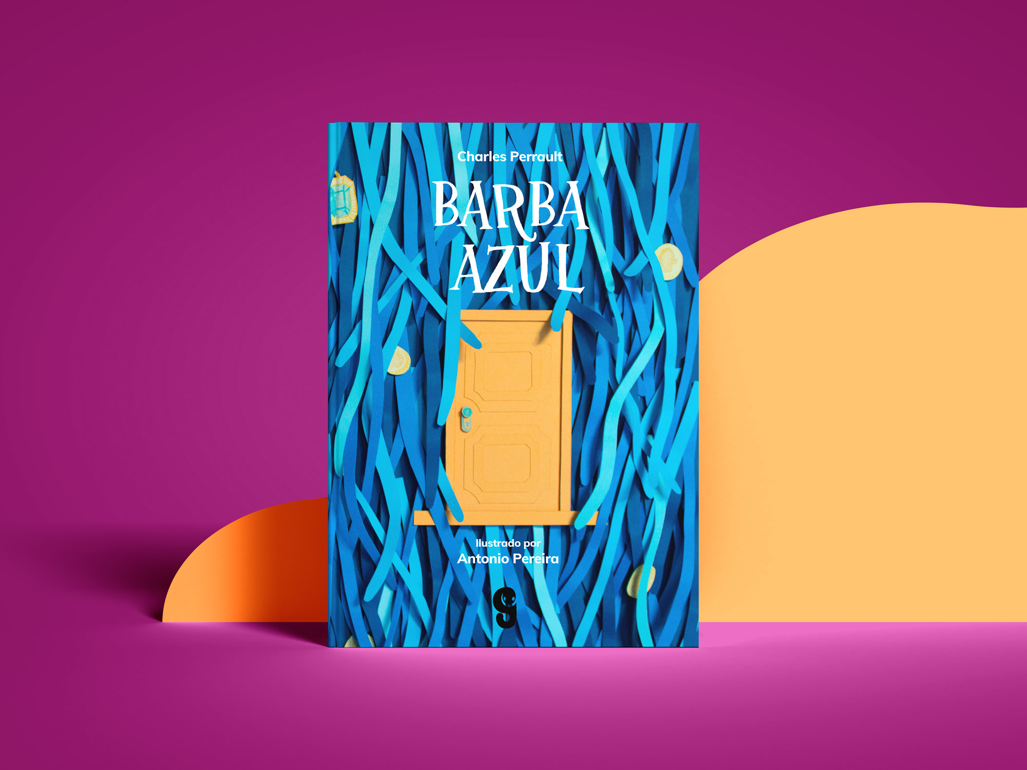Portada de albúm infantil del cuento Barba Azul con la técnica del Paper Art