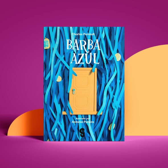 Portada de albúm infantil del cuento Barba Azul con la técnica del Paper Art