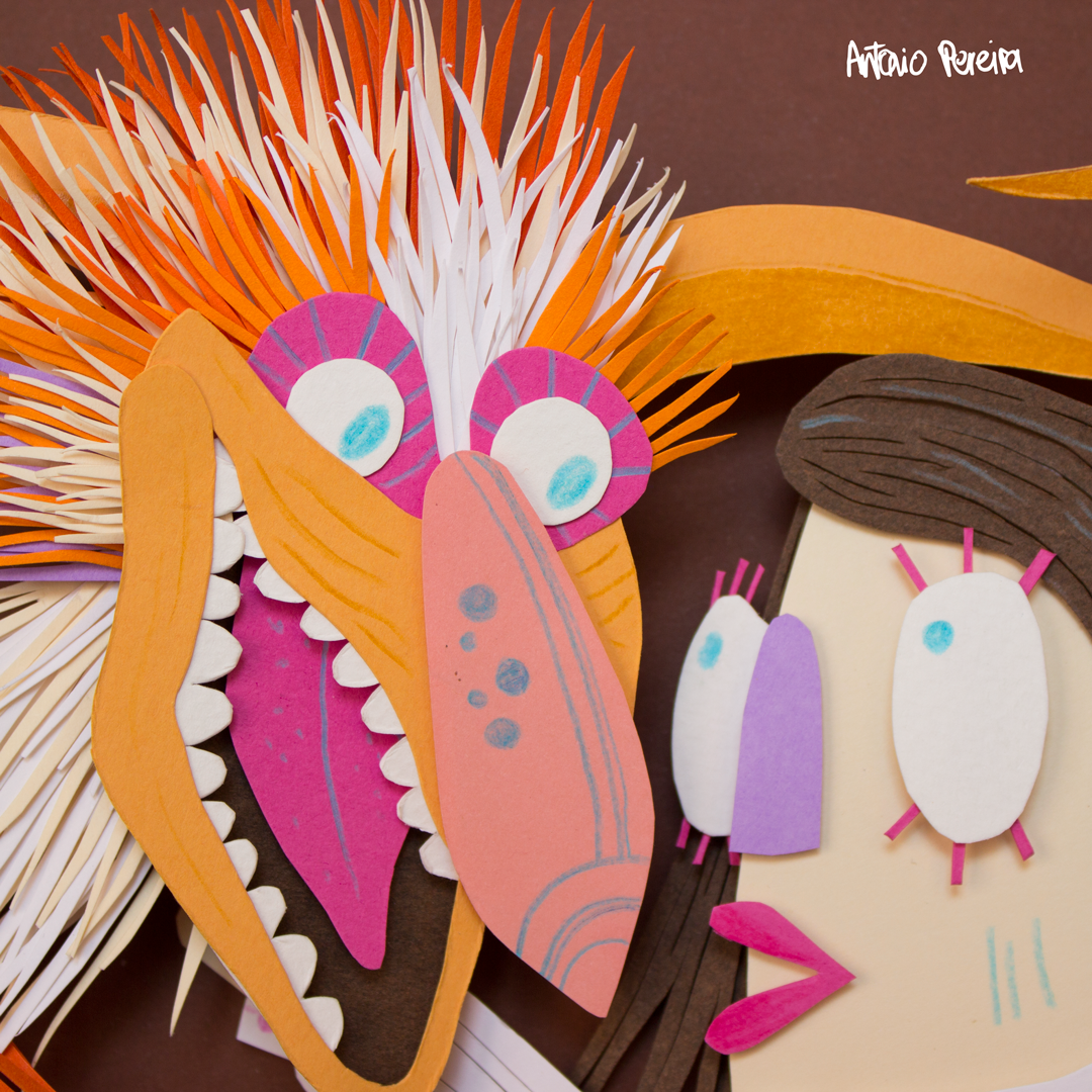 Detalle de ilustración Infantil realizada con la técnica del paper cut