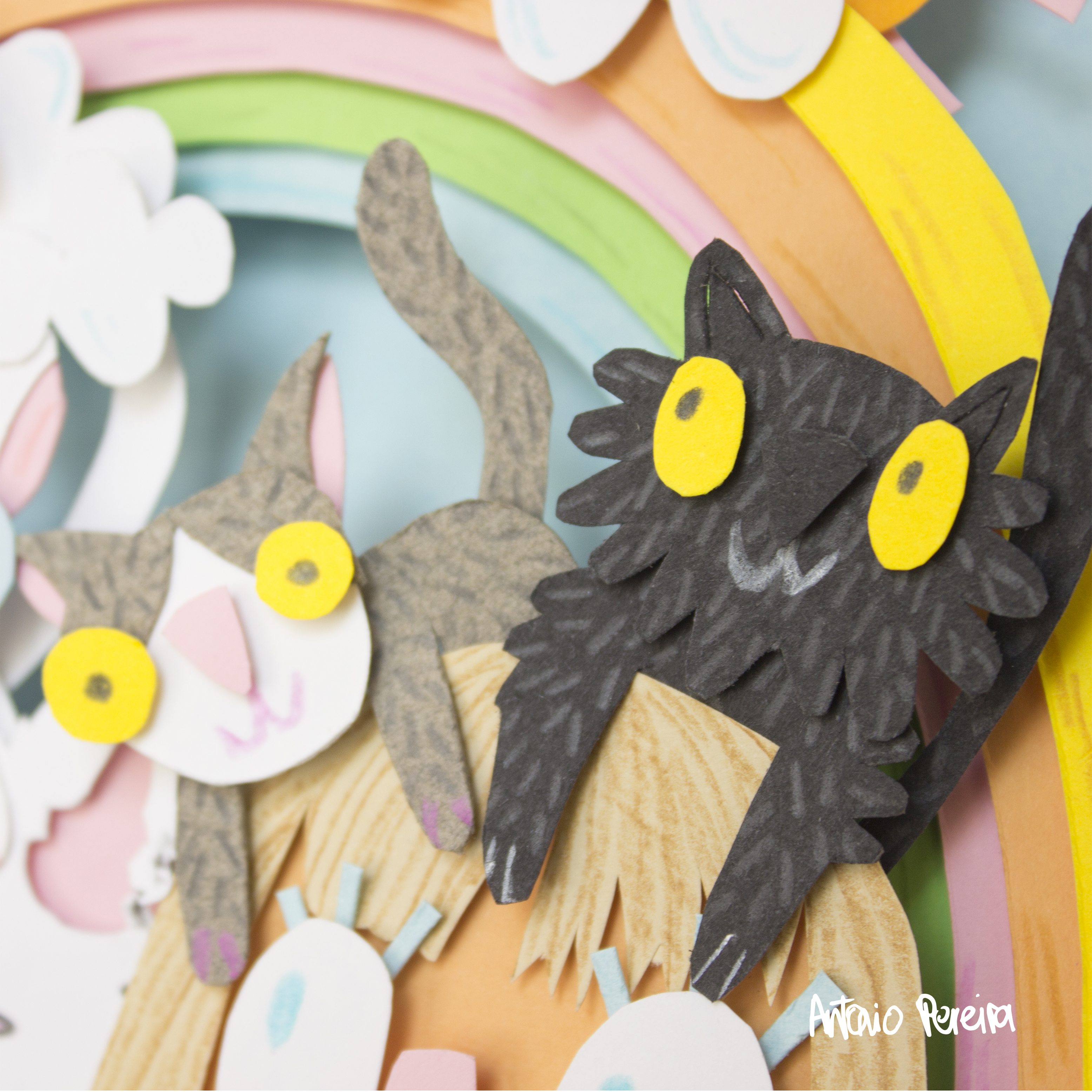 Ilustración personalizada realizada con la técnica del papercut