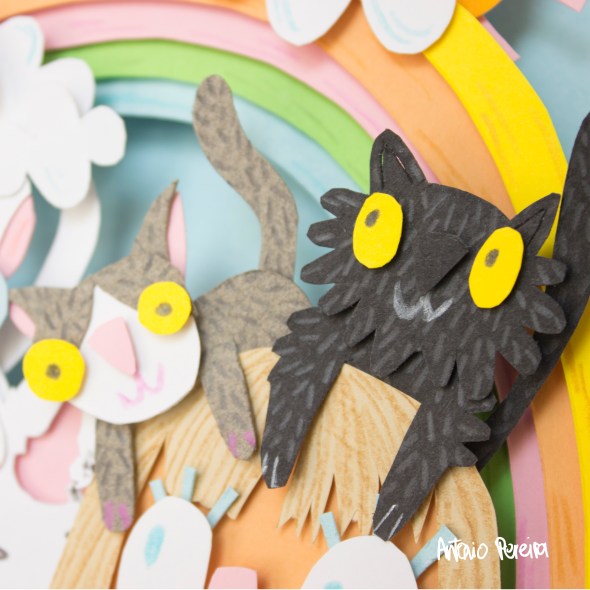 Ilustración personalizada realizada con la técnica del papercut