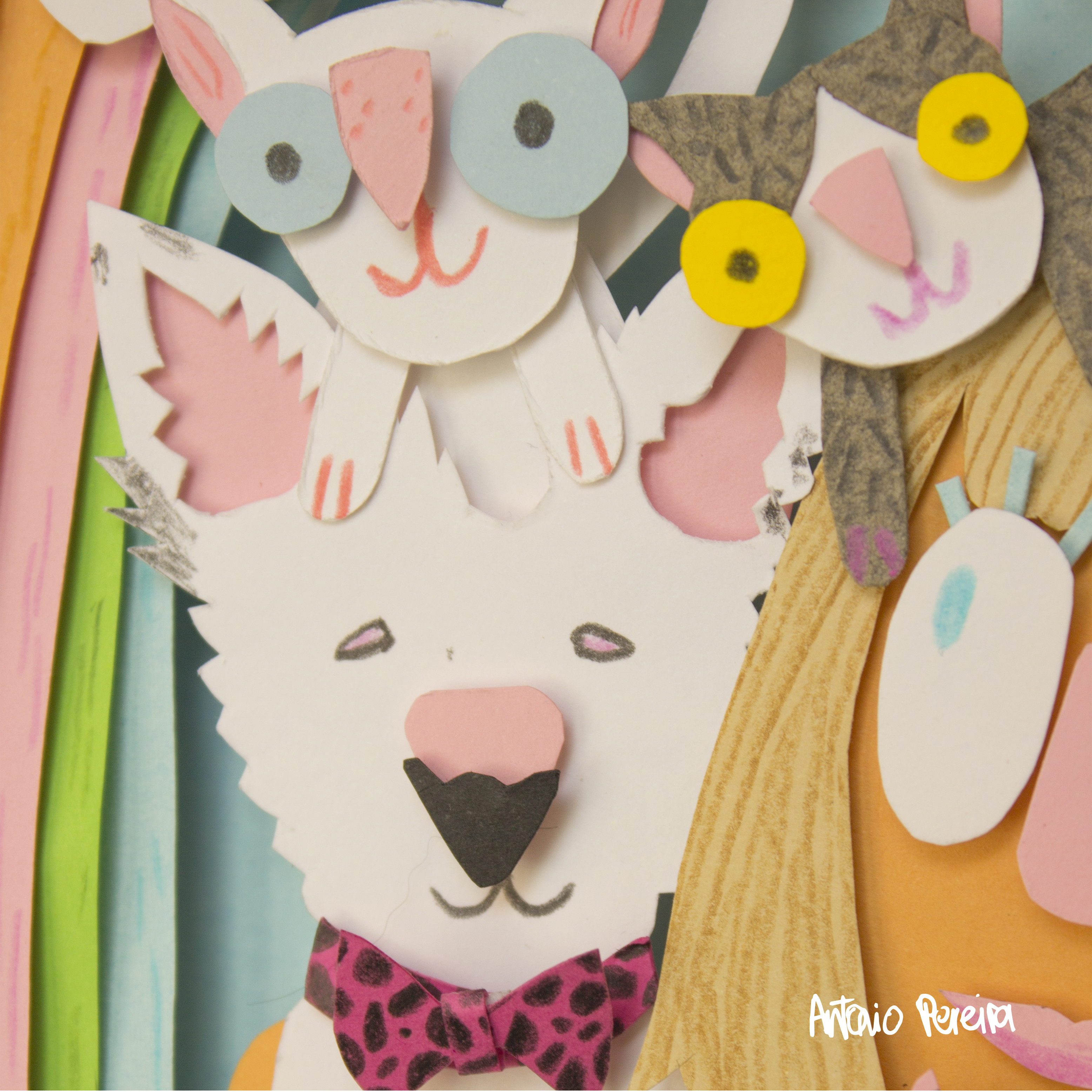 Ilustración personalizada realizada con la técnica del papercut