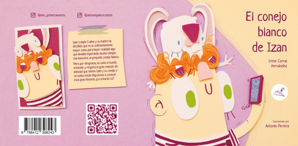 Portada y contraportada de el cuento infantil "El conejo blanco de Izan"