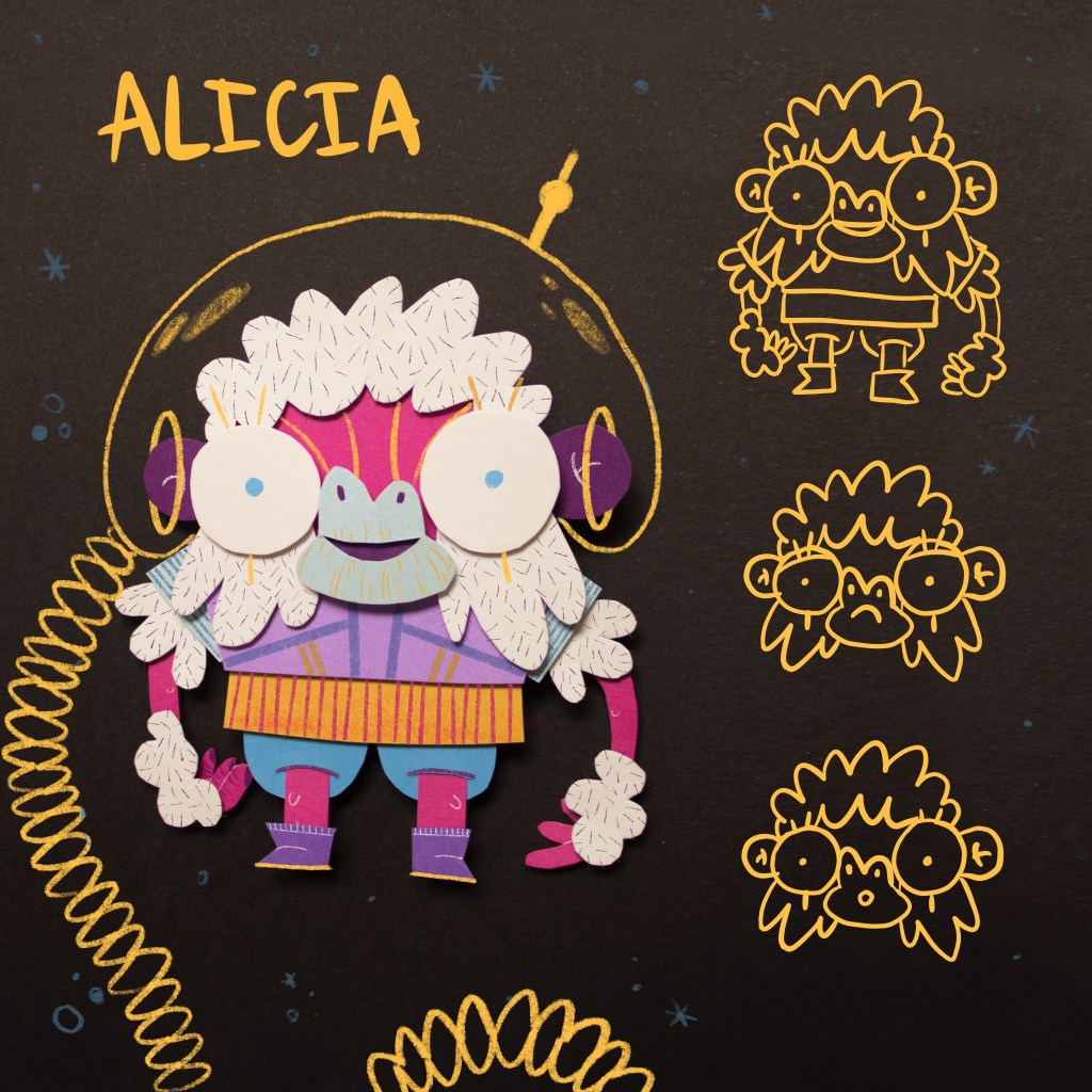 Diseño de personajes para el cuento infantil "Nico el mono galáctico"